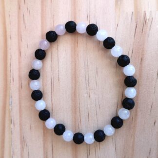 Bracelet cristal de roche et pierres de lave