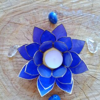 Bougeoir fleur de lotus indigo
