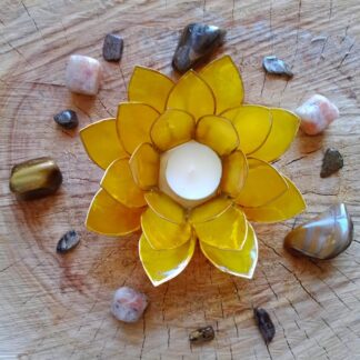 Bougeoir fleur de lotus jaune