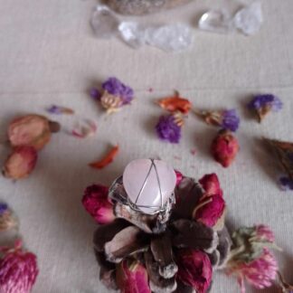 Bague réglable quartz rose