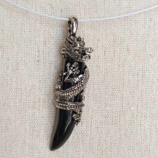 Pendentif obsidienne noire, dragon