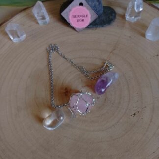 Collier cage argenté triangle d'or