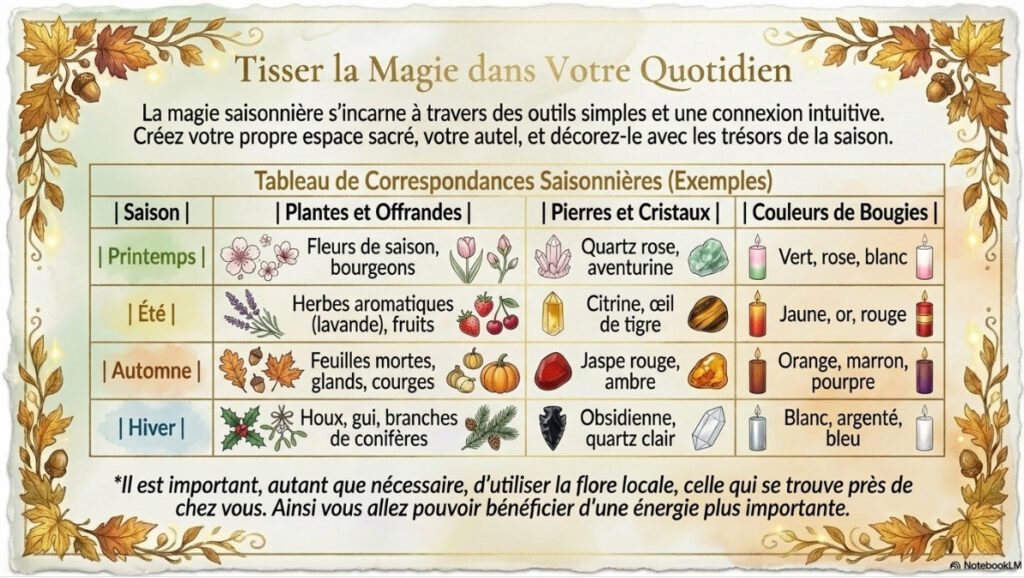Correspondances Saisons , plantes,pierres,bougies