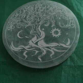 Disque gypse fibreux arbre de vie, lune et soleil
