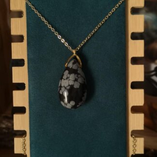 Pendentif obsidienne flocon de neige