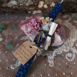 Bougie d'Intention Bleue Communication, Apaisement et  Vérité Intérieure