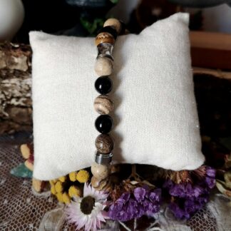 Bracelet Onyx & Jaspe Paysage — Là où la Terre se Souvient